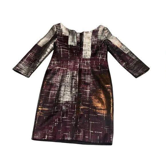 NWT women’s ELENE CASSIS metallic geometric pattern 3/4 sleeve dress size 12 - Picture 3 of 7